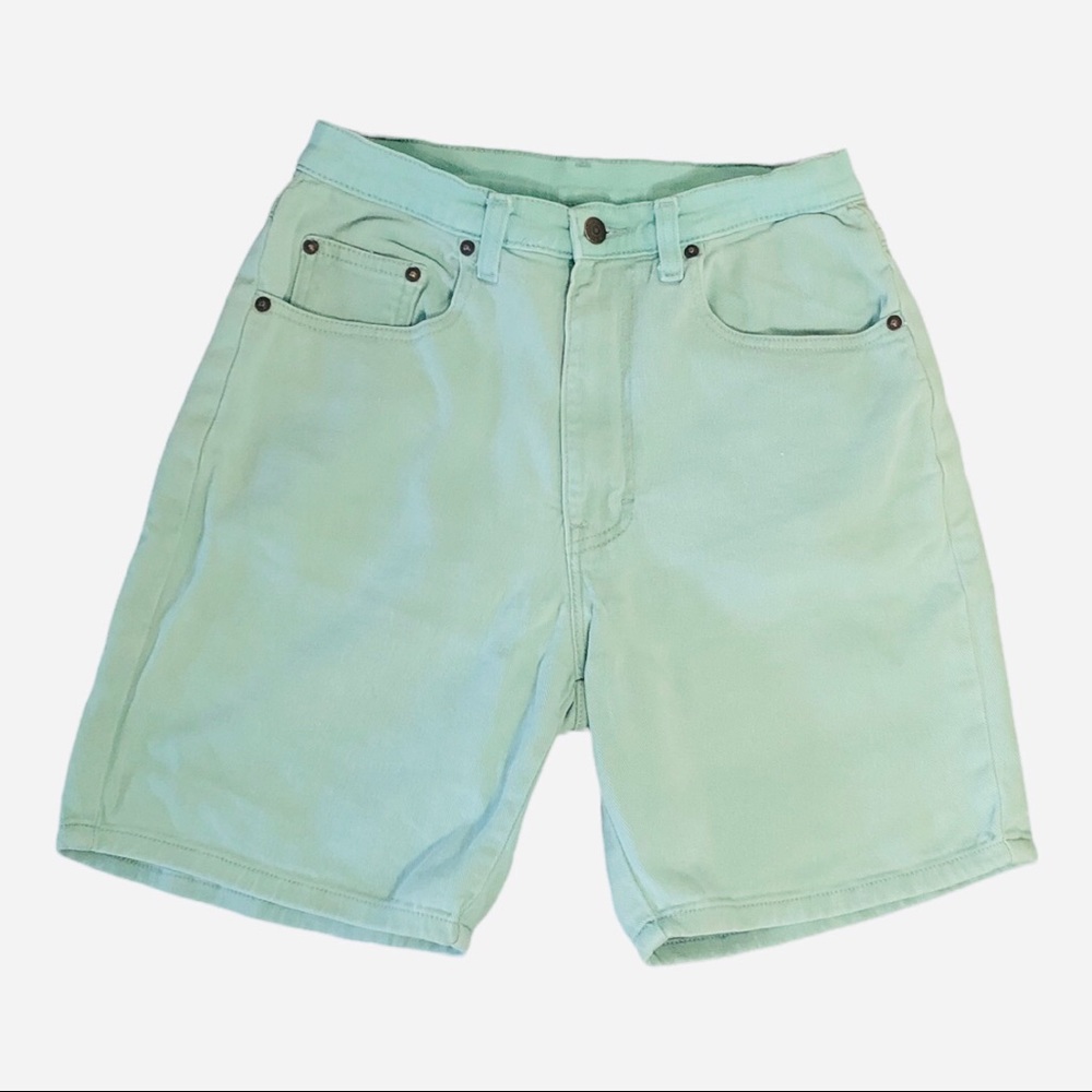 Vintage Jordache Jeans High Rise Mom Shorts Mint Green Stretch Walking Shorts 10
